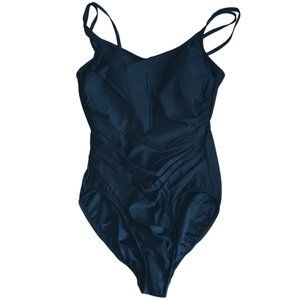 Trimshaper One Piece Padded Swimsuit Flattering Gathered Mid-Section Black SZ 12